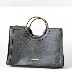 Enzo Angiolini Luxury Grey Handbag with Silver Accents Faux Leather